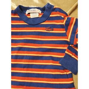 Vintage 70's IZOD Lacoste Baby Stripes Red Shirt Long Sleeve Boy 6m Red Logo